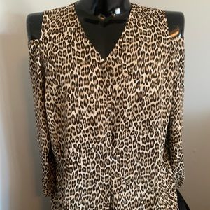Chico’s Cold Shoulder Leopard Blouse